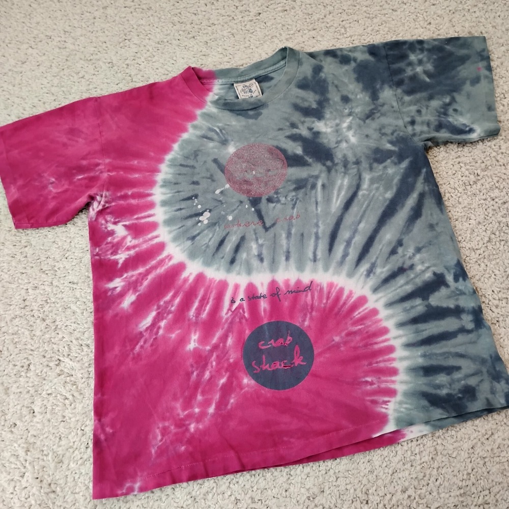VINTAGE Joes Crab Shack Shirt Mens Large Alore Single Stitch Tie Dye USA 90s